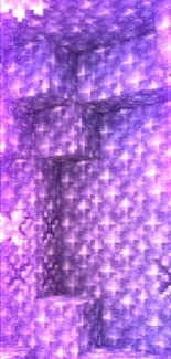 Purple geode crystal glowing wallpaper for mobile device.