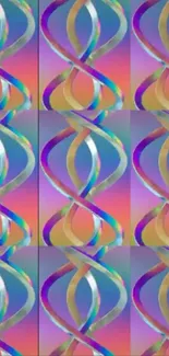 Vibrant 3D geometric art with colorful twisted shapes.