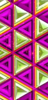 Colorful 3D geometric triangles wallpaper.