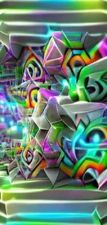 Vibrant and colorful geometric abstract wallpaper design.