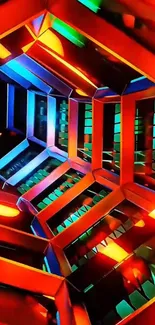 Vibrant geometric abstract art wallpaper with vivid colors.