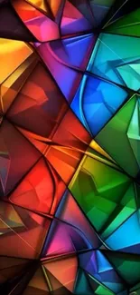 Colorful abstract geometric wallpaper with stained glass effect.