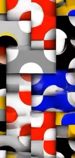 Colorful geometric abstract art wallpaper with shapes.