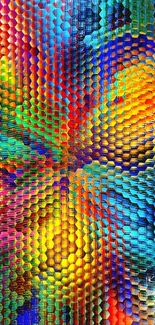 Vibrant geometric abstract art with rainbow colors