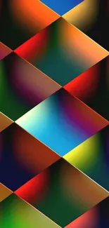 Colorful geometric diamond pattern wallpaper.