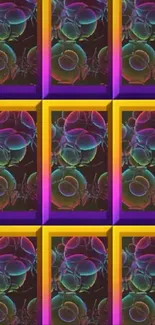 Vibrant geometric wallpaper with colorful abstract patterns.