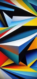 Vibrant abstract geometric art wallpaper with bold shapes and colors.