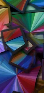 Vibrant geometric abstract art mobile wallpaper.