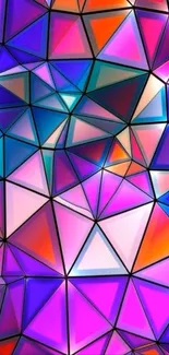 Vibrant abstract geometric wallpaper in colorful triangles.