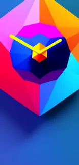 Vibrant geometric art with colorful 3D hexagon design.