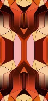 Vibrant geometric abstract orange wallpaper with intricate patterns.