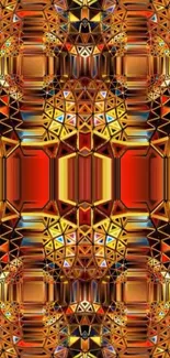 Vibrant geometric art wallpaper with rich golden hues