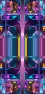 Vibrant geometric art with bold colors and patterns for mobile wallpaper.
