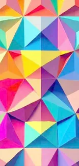 Vibrant abstract geometric art in colorful triangles.