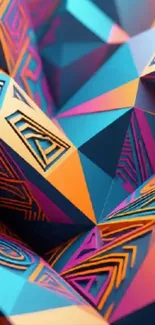 Colorful geometric shapes in abstract mobile wallpaper.