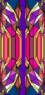 Vibrant geometric art wallpaper with colorful abstract patterns.