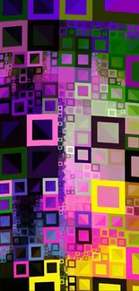 Colorful geometric squares on abstract background.