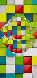 Colorful geometric blocks with 3D cubes.