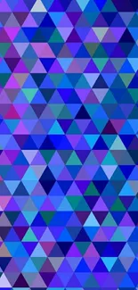 A vibrant geometric pattern with blue and purple triangles, perfect for phone wallpaper.