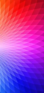 Vibrant geometric pattern wallpaper with colorful gradient.