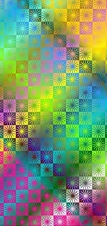 Colorful geometric pattern mobile wallpaper with vibrant hues.