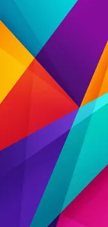 Vibrant geometric colorful wallpaper with bold abstract patterns.