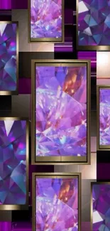 Vibrant geometric crystal artwork in purple tones.