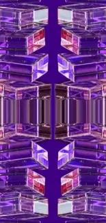 Vibrant geometric crystal design on purple background.