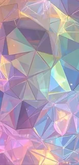 Vibrant geometric crystal design wallpaper in pastel colors.