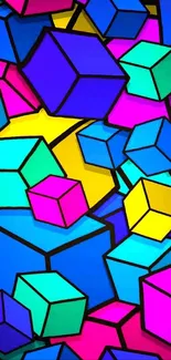 Vibrant geometric cube art in vivid colors