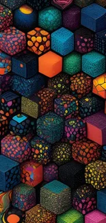 Vibrant geometric cube art for mobile wallpaper.
