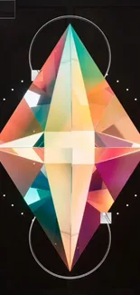 Vibrant geometric diamond wallpaper with colorful highlights.