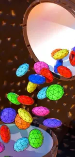 Colorful geometric gems spilling vibrantly.