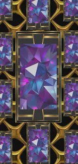Vibrant geometric gemstone wallpaper design