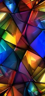 Vibrant geometric stained glass art wallpaper.