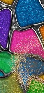 Colorful geometric glass art wallpaper with vibrant patterns.