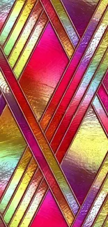 Vibrant geometric stained glass phone wallpaper.