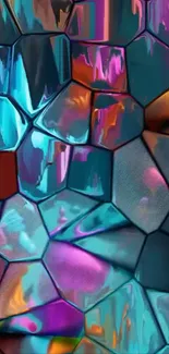 Vibrant geometric glass pattern with bold colors.