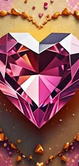 Geometric pink heart diamond with colorful design.