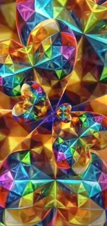 Colorful geometric hearts abstract wallpaper.