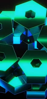 Vibrant green and blue hexagon pattern