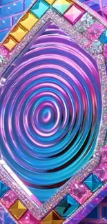 Vibrant geometric wallpaper with optical illusion.