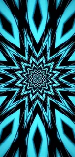 Blue geometric kaleidoscope mobile wallpaper.