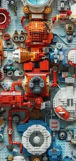 Colorful Lego blocks forming tech patterns.