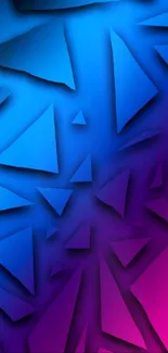 Vibrant geometric wallpaper with blue and purple gradient.