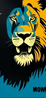 Bold geometric lion art with vibrant colors, perfect for mobile backgrounds.