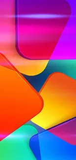 Vibrant geometric shapes in colorful hues on mobile wallpaper.