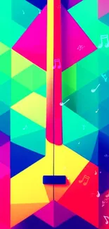 Vibrant geometric wallpaper with colorful triangles.