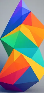 Colorful geometric wallpaper with vibrant polygons in blue and orange.