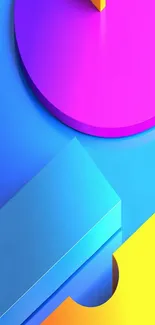 Vibrant abstract mobile wallpaper with geometric shapes.